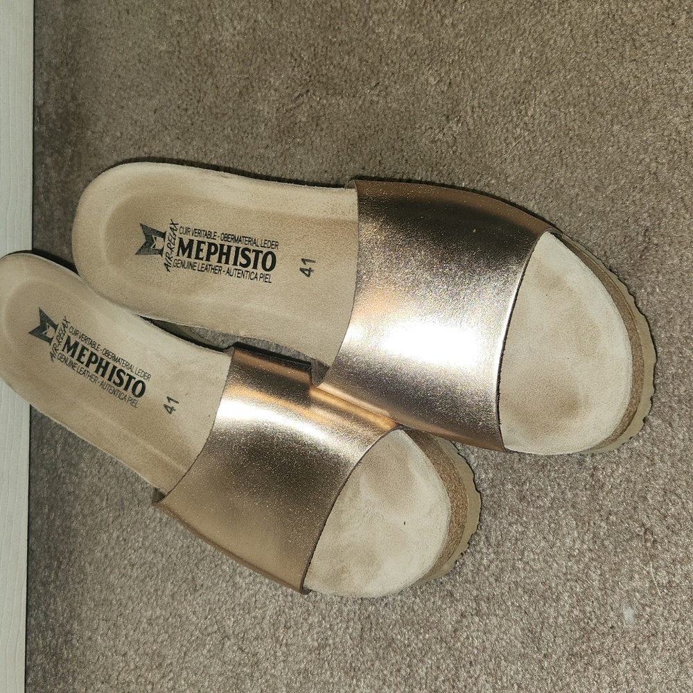 Mephisto metallic wedge sandals